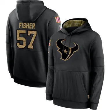 Black Men's Blake Fisher Houston Texans 2020 Salute to Service Sideline Performance Pullover Hoodie