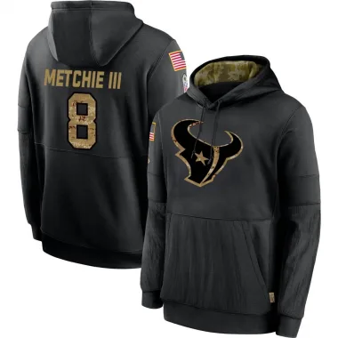 Black Men's John Metchie III Houston Texans 2020 Salute to Service Sideline Performance Pullover Hoodie