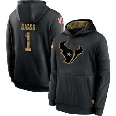 Black Men's Stefon Diggs Houston Texans 2020 Salute to Service Sideline Performance Pullover Hoodie