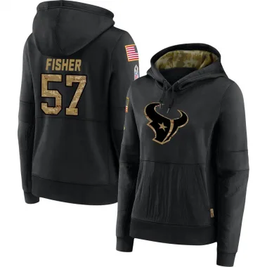 Black Women's Blake Fisher Houston Texans 2020 Salute to Service Sideline Performance Pullover Hoodie