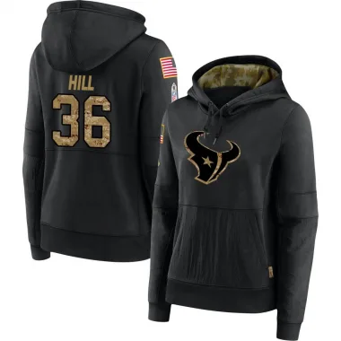 Black Women's Brandon Hill Houston Texans 2020 Salute to Service Sideline Performance Pullover Hoodie