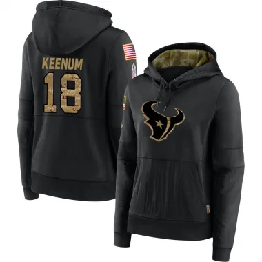 Black Women's Case Keenum Houston Texans 2020 Salute to Service Sideline Performance Pullover Hoodie