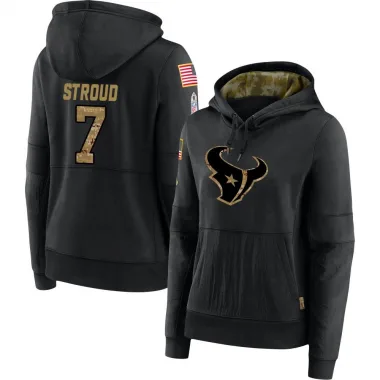 Black Women's C.J. Stroud Houston Texans 2020 Salute to Service Sideline Performance Pullover Hoodie