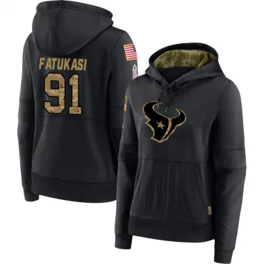 Black Women's Folorunso Fatukasi Houston Texans 2020 Salute to Service Sideline Performance Pullover Hoodie