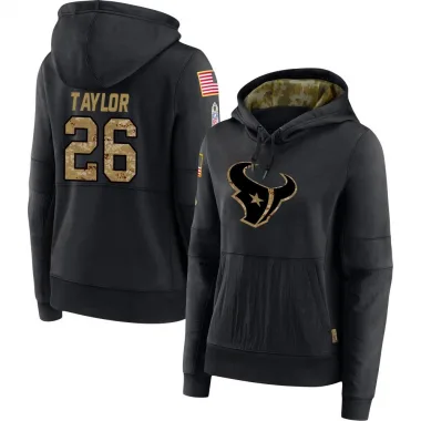 Black Women's J.J. Taylor Houston Texans 2020 Salute to Service Sideline Performance Pullover Hoodie