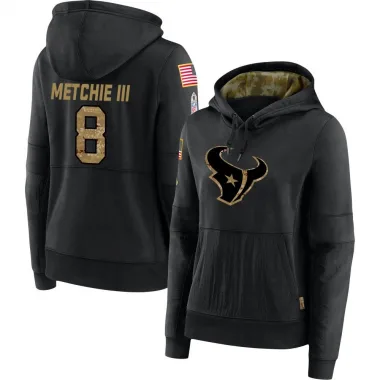 Black Women's John Metchie III Houston Texans 2020 Salute to Service Sideline Performance Pullover Hoodie