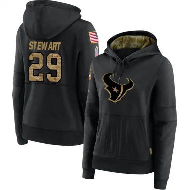 Black Women's M.J. Stewart Houston Texans 2020 Salute to Service Sideline Performance Pullover Hoodie