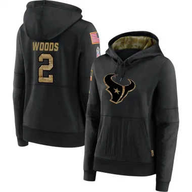 Black Women's Robert Woods Houston Texans 2020 Salute to Service Sideline Performance Pullover Hoodie