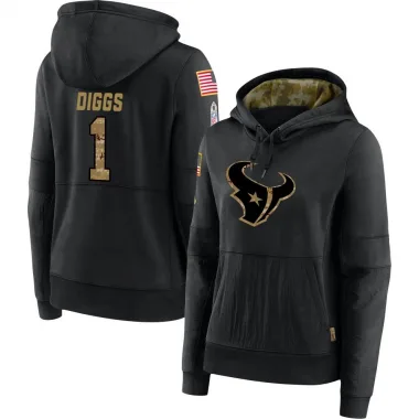 Black Women's Stefon Diggs Houston Texans 2020 Salute to Service Sideline Performance Pullover Hoodie