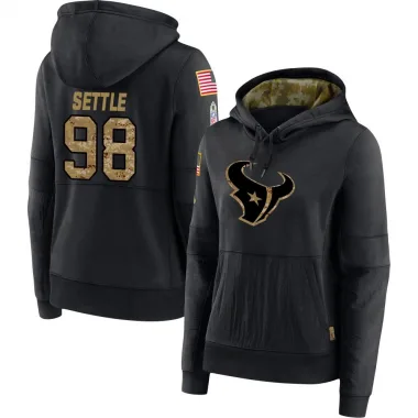 Black Women's Tim Settle Jr. Houston Texans 2020 Salute to Service Sideline Performance Pullover Hoodie