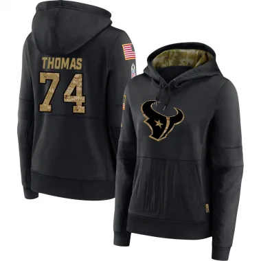 Black Women's Zach Thomas Houston Texans 2020 Salute to Service Sideline Performance Pullover Hoodie