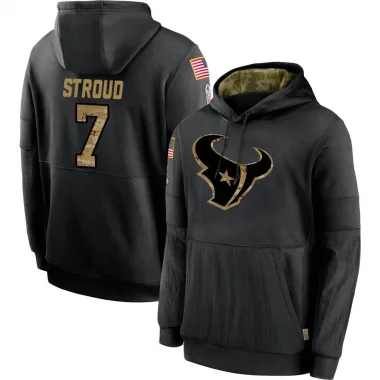 Black Youth C.J. Stroud Houston Texans 2020 Salute to Service Sideline Performance Pullover Hoodie