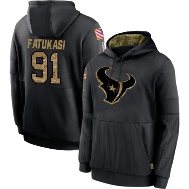 Black Youth Folorunso Fatukasi Houston Texans 2020 Salute to Service Sideline Performance Pullover Hoodie