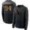 Black Youth Jayden Peevy Houston Texans 2020 Salute To Service Sideline Performance Long Sleeve T-Shirt