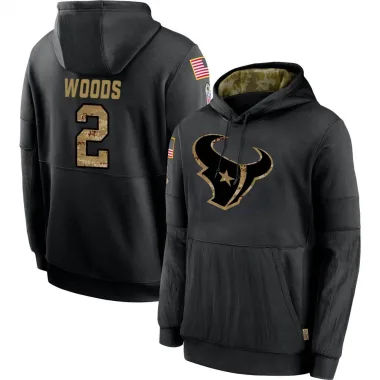 Black Youth Robert Woods Houston Texans 2020 Salute to Service Sideline Performance Pullover Hoodie