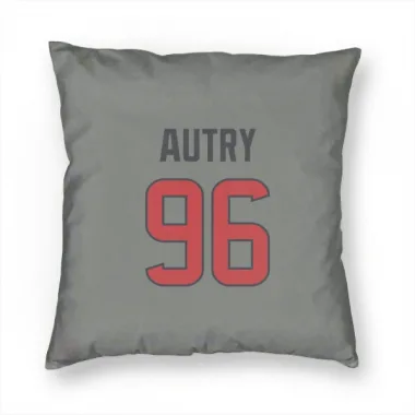 Gray Houston Texans Denico Autry   Pillow Cover (18 X 18)