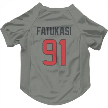 Gray Houston Texans Folorunso Fatukasi   Dog & Cat Pet Jersey