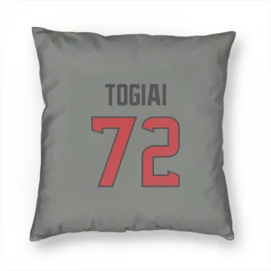 Gray Houston Texans Tommy Togiai   Pillow Cover (18 X 18)