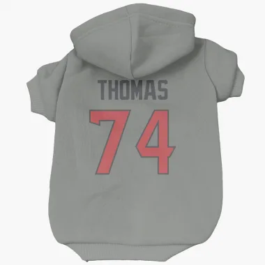 Gray Houston Texans Zach Thomas   Dog & Cat Pet Hoodie