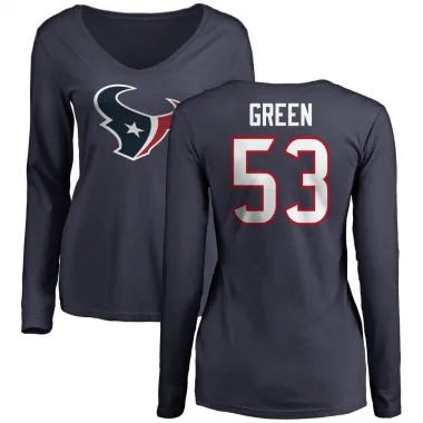 Green Women's Kendrick Green Houston Texans Logo Slim Fit Long Sleeve T-Shirt - Navy