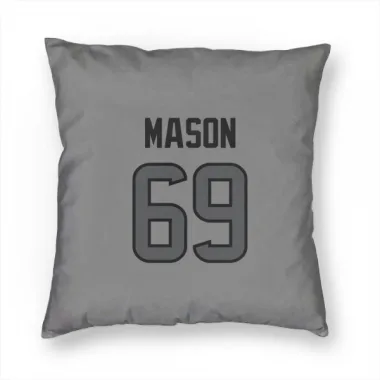 Houston Texans Shaq Mason  Silver Pillow Cover (18 X 18)