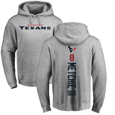 Men's John Metchie III Houston Texans Pro Line Ash Backer Pullover Hoodie