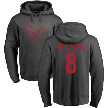 Men's John Metchie III Houston Texans Pro Line by Branded Ash One Color Pullover Hoodie