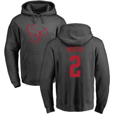 Men's Robert Woods Houston Texans Pro Line by Branded Ash One Color Pullover Hoodie