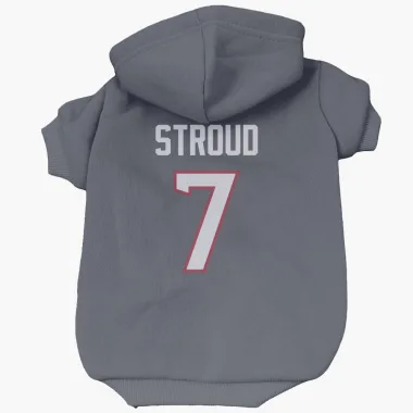 Navy Houston Texans C.J. Stroud   Dog & Cat Pet Hoodie