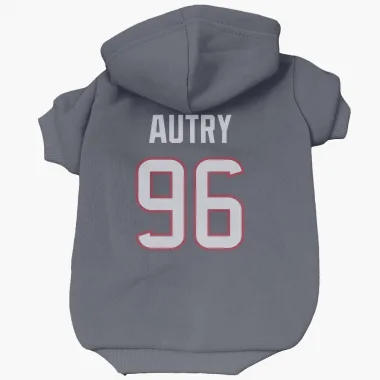 Navy Houston Texans Denico Autry   Dog & Cat Pet Hoodie