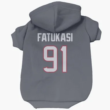 Navy Houston Texans Folorunso Fatukasi   Dog & Cat Pet Hoodie