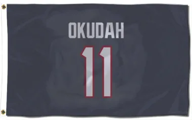 Navy Houston Texans Jeff Okudah   Flag (3 X 5)