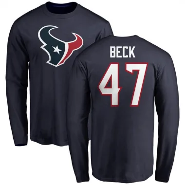 Navy Men's Andrew Beck Houston Texans Logo Long Sleeve T-Shirt -