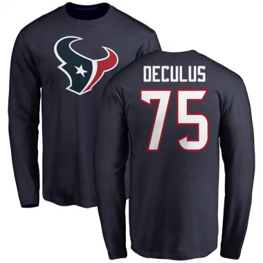 Navy Men's Austin Deculus Houston Texans Logo Long Sleeve T-Shirt -