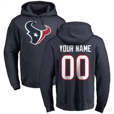 Navy Men's Custom Houston Texans Pro Line Logo Pullover Hoodie