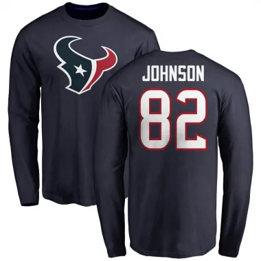 Navy Men's Diontae Johnson Houston Texans Logo Long Sleeve T-Shirt -