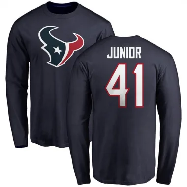 Navy Men's Gregory Junior Houston Texans Logo Long Sleeve T-Shirt -