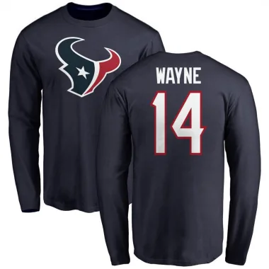 Navy Men's Jared Wayne Houston Texans Logo Long Sleeve T-Shirt -