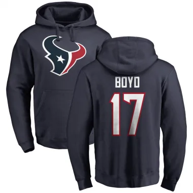 Navy Men's Kris Boyd Houston Texans Pro Line Logo Pullover Hoodie