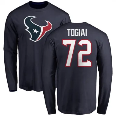 Navy Men's Tommy Togiai Houston Texans Logo Long Sleeve T-Shirt -