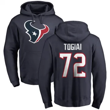 Navy Men's Tommy Togiai Houston Texans Pro Line Logo Pullover Hoodie