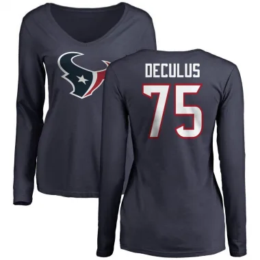 Navy Women's Austin Deculus Houston Texans Logo Slim Fit Long Sleeve T-Shirt -