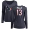 Navy Women's Braxton Miller Houston Texans Logo Slim Fit Long Sleeve T-Shirt -