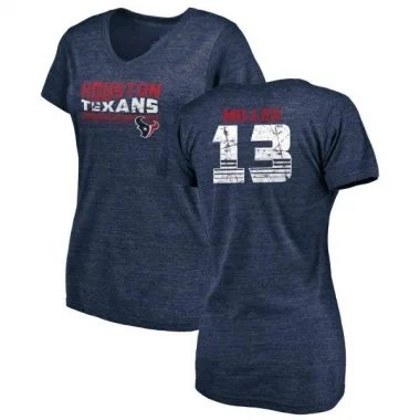 Navy Women's Braxton Miller Houston Texans Retro V-Neck T-Shirt -