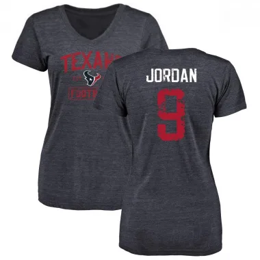 Navy Women's Brevin Jordan Houston Texans Distressed V-Neck T-Shirt