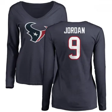 Navy Women's Brevin Jordan Houston Texans Logo Slim Fit Long Sleeve T-Shirt -