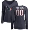 Navy Women's Custom Houston Texans Logo Slim Fit Long Sleeve T-Shirt -