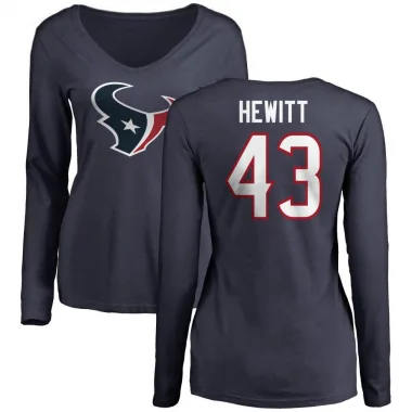 Navy Women's Neville Hewitt Houston Texans Logo Slim Fit Long Sleeve T-Shirt -