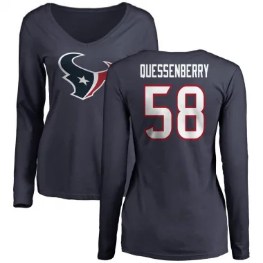 Navy Women's Scott Quessenberry Houston Texans Logo Slim Fit Long Sleeve T-Shirt -