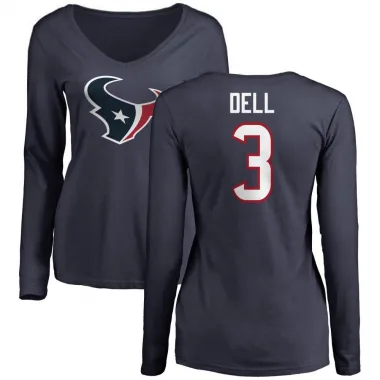 Navy Women's Tank Dell Houston Texans Logo Slim Fit Long Sleeve T-Shirt -